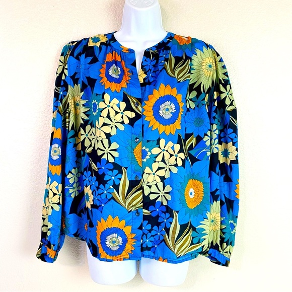 Rails Sonnet Azul Wildflower Button Up Blouse Size S - Picture 2 of 9